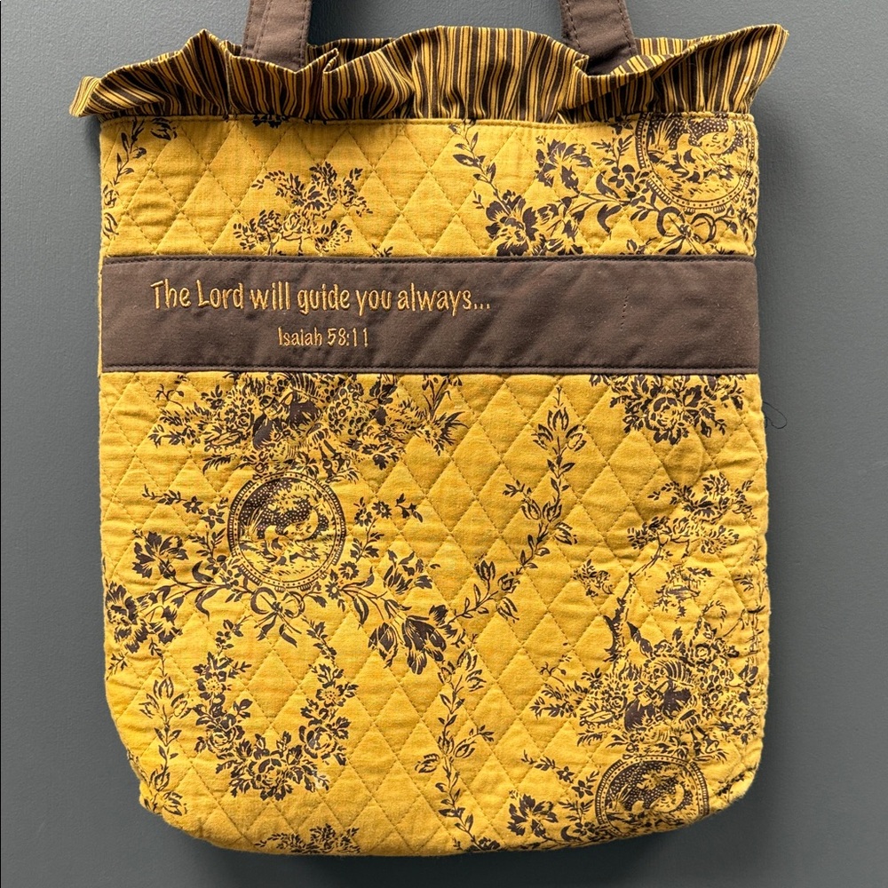 Embroidered Yellow and Brown Tote Bag